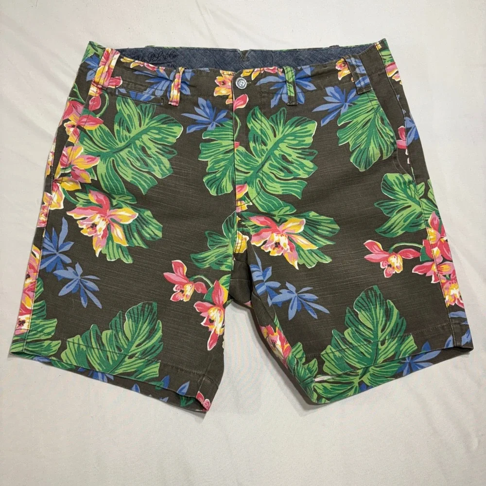 Polo Ralph Lauren Floral Shorts Mens 32 Hawaiian Tropical Palm RL Straight‎ Fit